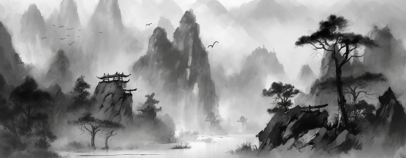 亭台楼阁高山矗立水墨中国画背景壁纸抽象水墨山水风景画,插画/手绘图,插画/手绘图库,插画/手绘图下载,插画/手绘